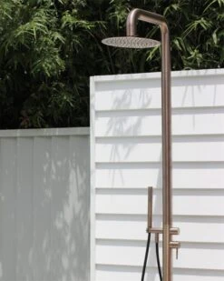 Zen SS316L Outdoor Freestanding Shower Column -HERA BATHWARE zen ss316l outdoor freestanding shower columnbrushed bronzeshower setnero tapware 919277