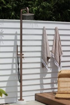 Zen SS316L Outdoor Freestanding Shower Column -HERA BATHWARE zen ss316l outdoor freestanding shower columnbrushed bronzeshower setnero tapware 996152