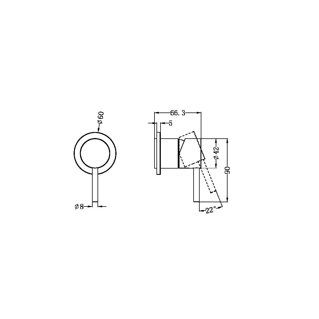 Zen SS316L Wall Basin/Bath Seperate Mixer 185mm/230mm Spout (Trim Kits Only) 3 Zen SS316L Wall Basin/Bath Seperate Mixer 185mm/230mm Spout (Trim Kits Only) - Image 3